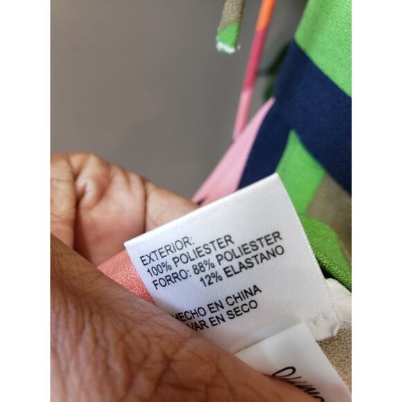 Gianni Bini Knee Length Dress Womens Size 2 Multicolor Striped V-Neck Sleeveless - Picture 7 of 12